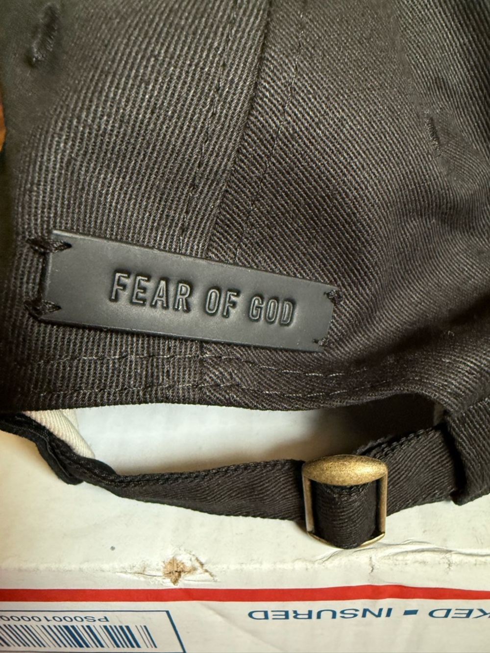 Fear of God Black Strapback Cap with Embossed Logo - Picture 2 of 6